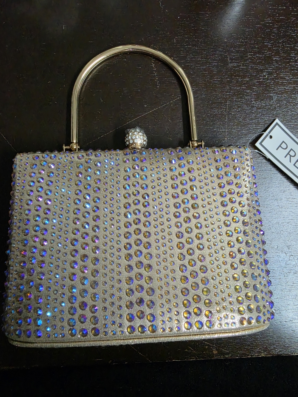 Prezzo Rhinestone Embellished Evening Top-Handle Bag - Includes Chain